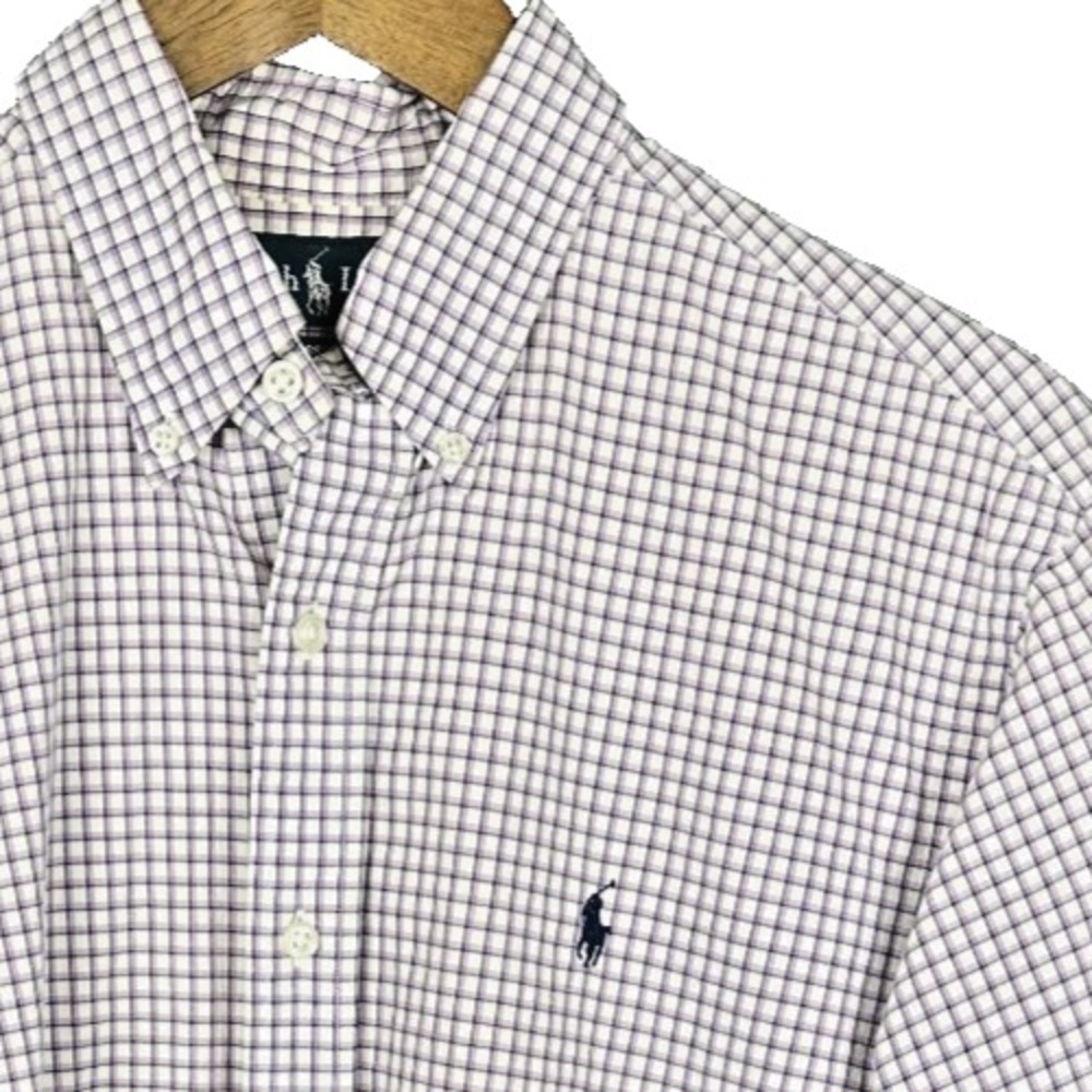 Ralph Lauren Classic Fit Mens Shirt 15.5 32/33 Purple White Check Button Down